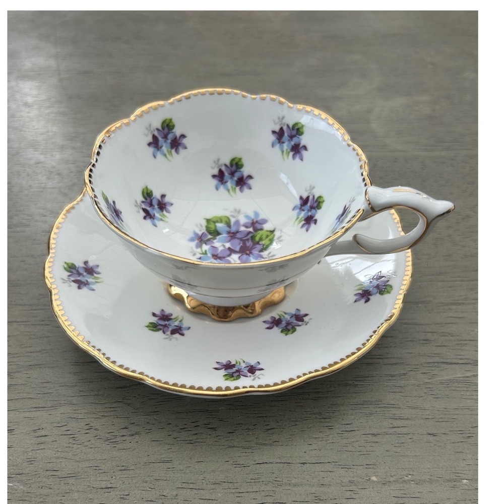Royal Stafford Sweet Violets Bone China Tea Cup and Saucer Set Made in England
